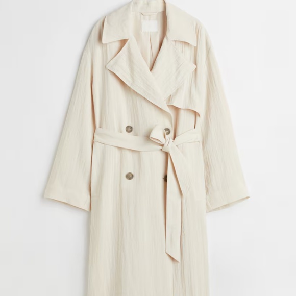 NWOT H&M DOUBLE-BREASTED TRENCH COAT SMALL - Picture 1 of 11